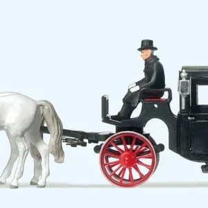 Versand Am Gleichen Tag Preiser 30452 Droschke geschlossen 1:87 Spur H0 Fertigmodell Neu