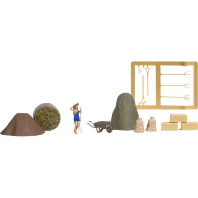 Busch 79850 H0 Action-Set: Model mit Heugabel Sale