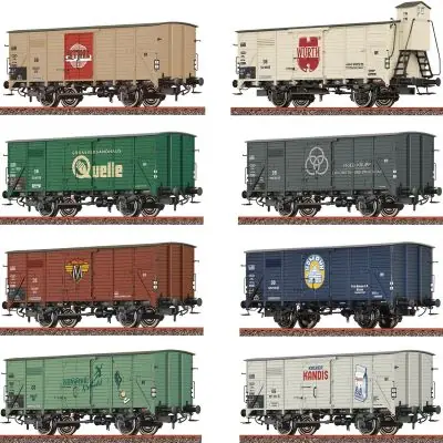 Wochenendangebot Brawa 50936 H0 8er Set gedeckte Güterwagen G10 u0027Traditionsmarkenu0027, DB, Ep.III