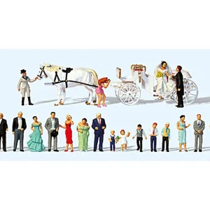 Wochenendangebot Preiser 13011 H0 Figuren Hochzeitsgesellschaft mit Kutsche