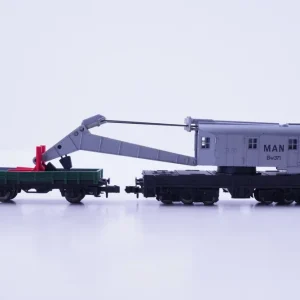 (SAL1235) Arnold 0465 Kranwagen mit Kranschutzwagen "MAN", N, OVP - Modellbahn Rhein-Main Echt