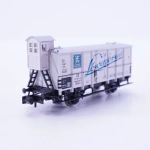 Saisonangebot (RBT335) Minitrix 15927 Güterwagen mit Bremserhaus "Löwenbräu", DC, N, OVP - Modellbahn Rhein-Main