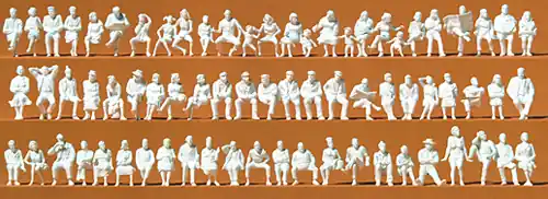 Zertifiziert Preiser 16358 - Sitzende Personen 72 unbemalte Figuren